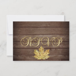 Persoonlijke rustieke houten herfst RSVP-huwelijk Kaart