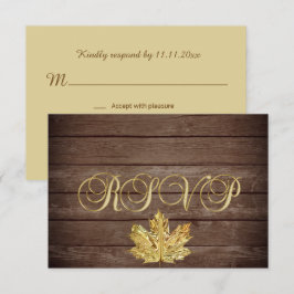 Persoonlijke rustieke houten herfst RSVP-huwelijk Kaart