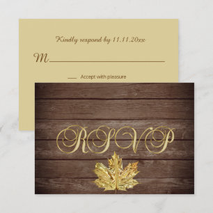 Persoonlijke rustieke houten herfst RSVP-huwelijk Kaart