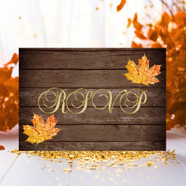 Persoonlijke rustieke houten herfst RSVP-huwelijk Kaart