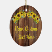 Persoonlijke Rustieke Houten Zonnebloem Aangepaste Keramisch Ornament (Rechts)