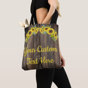 Persoonlijke Rustieke Houten Zonnebloem Groene Dec Tote Bag