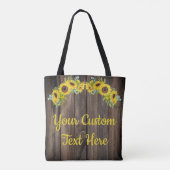 Persoonlijke Rustieke Houten Zonnebloem Groene Tui Tote Bag (Achterkant)
