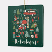 Persoonlijke Rustieke Kerst Camping Meerhuis Keramisch Ornament (Links)