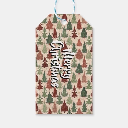 Persoonlijke Rustieke Kerstboom Cadeaulabel (Voorkant)