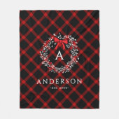 Persoonlijke Rustieke Kerstkrans Buffalo Plaid Fleece Deken (Voorkant)