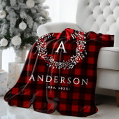 Persoonlijke Rustieke Kerstkrans Buffalo Plaid Fleece Deken