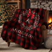 Persoonlijke Rustieke Kerstkrans Buffalo Plaid Fleece Deken