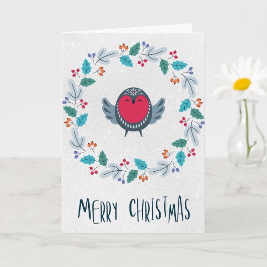 Persoonlijke Rustieke Krans Kerstgroet Kaart (Kleine Plant)