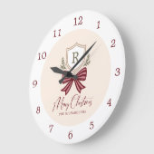 Persoonlijke Rustieke Monogram Wapen Boog Kerstmis Grote Klok (Hoek)