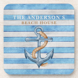Persoonlijke Rustieke Strandhuis Zeilstripes Bier Onderzetter