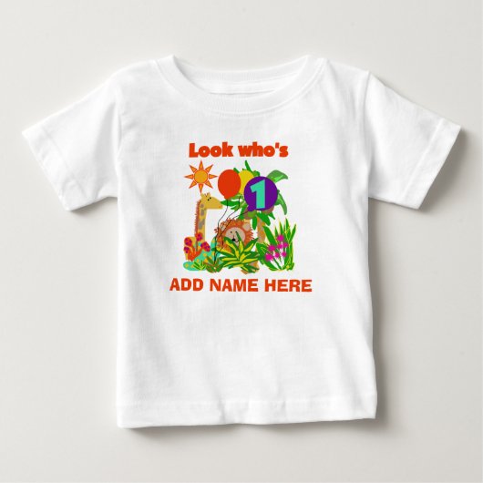 Persoonlijke Safari 1st Birthday Tshirt (Voorkant)