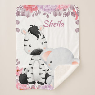 Persoonlijke Safari Animals Girl Baby Blanket Sherpa Deken