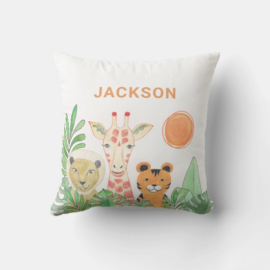 Persoonlijke Safari Animals Kind Kussen (Achterkant)