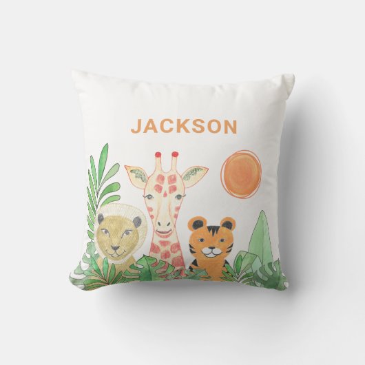 Persoonlijke Safari Animals Kind Kussen (Voorkant)