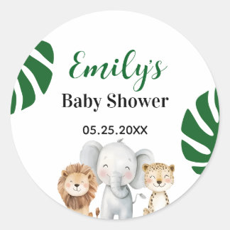 Persoonlijke Safari Baby Shower Ronde Sticker