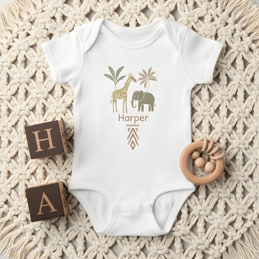Persoonlijke Safari Baby Slab | Aangepaste naam Romper