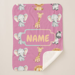 Persoonlijke Safari Dier Cute Pastel Kinderkamer  Sherpa Deken
