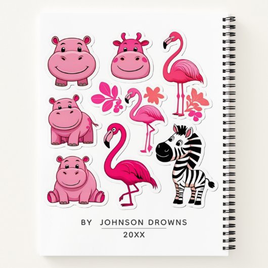 Persoonlijke safari dieren STIKERS  Notitieboek (Achterkant)