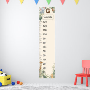 Persoonlijke Safari Groeimeter met Naam en Initiaa Poster