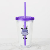 Persoonlijke Safari Hippo Cartoon verjaardag Acryl Drinkbeker (Voorkant)