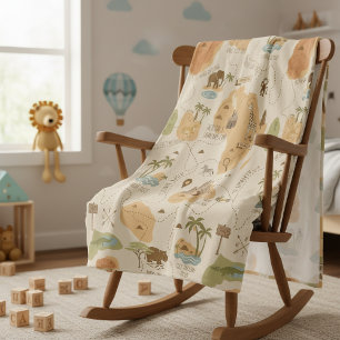 Persoonlijke safari kaart voor kinderen ID1269 Fleece Deken
