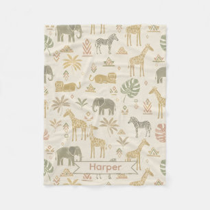 Persoonlijke Safari Kids fleece deken met naam