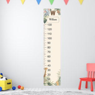 Persoonlijke Safari Naam Monogram Groeimeter Poster