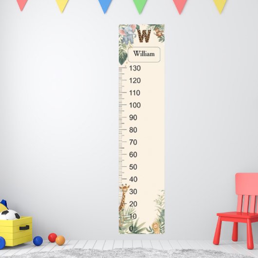 Persoonlijke Safari Naam Monogram Groeimeter Poster