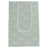 Persoonlijke Sage Green Elegant Name Medium Cadeauzakje (Achterkant)