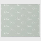 Persoonlijke Sage Green Girly Elegant Name Cadeaupapier (Vlak)