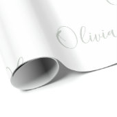 Persoonlijke Sage Green Girly Elegant Name Cadeaupapier (Rol Hoek)