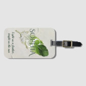 Persoonlijke Sage Groene Veer Monogram Bagagelabel (Voorkant (horizontaal))