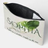 Persoonlijke Sage Groene Veer Monogram Etui (Open)