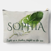 Persoonlijke Sage Groene Veer Monogram Etui (Achterkant)