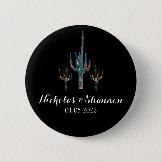Persoonlijke Saguaro Cactus Wedding Ronde Button 5,7 Cm (Voorkant)