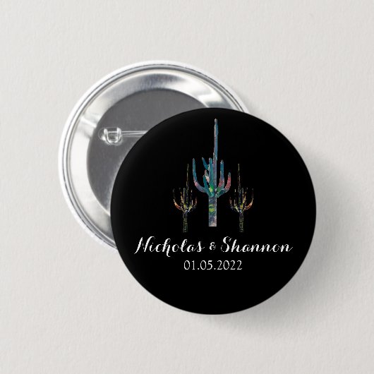 Persoonlijke Saguaro Cactus Wedding Ronde Button 5,7 Cm (Voorkant /achterkant)