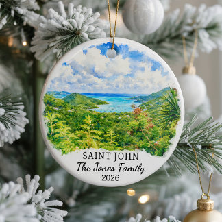 Persoonlijke Saint John keramische kerstbal, Aange Keramisch Ornament