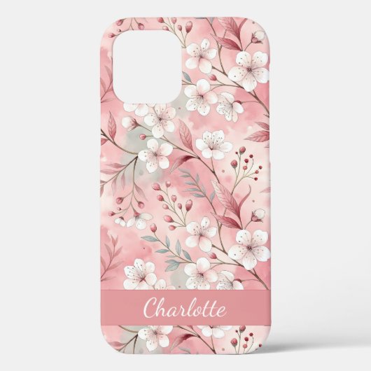 Persoonlijke Sakura Roos Bloempatroon Case-Mate iPhone Case (Achterkant)
