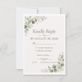 Persoonlijke salie-eucalyptus RSVP-kaart RSVP Kaartje