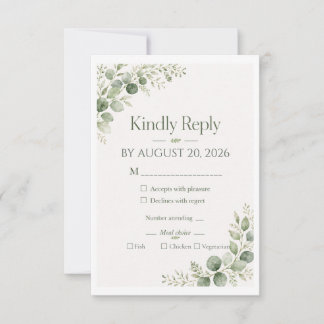 Persoonlijke salie-eucalyptus RSVP-kaart RSVP Kaartje
