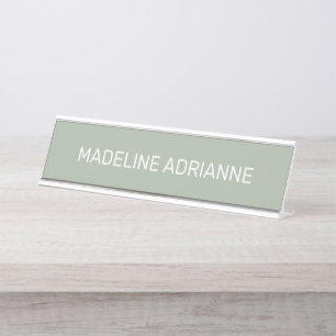 Persoonlijke salie & witte moderne bureaunameplaat bureau naambordje