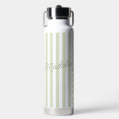 Persoonlijke saliegroen gestreepte waterfles met n (Voorkant)