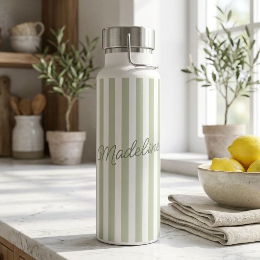 Persoonlijke saliegroen gestreepte waterfles met n