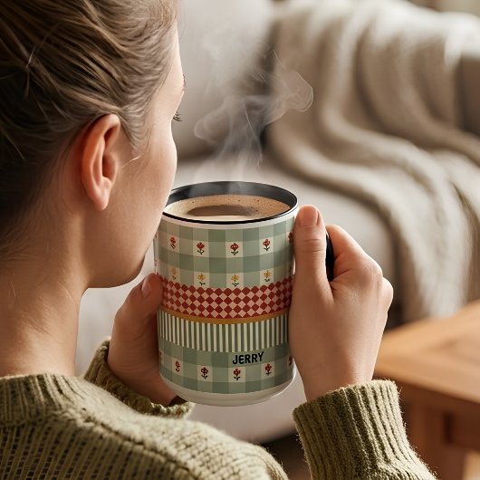 Persoonlijke saliegroene bloemnaam mok