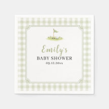 Persoonlijke saliegroene geruite golf baby shower