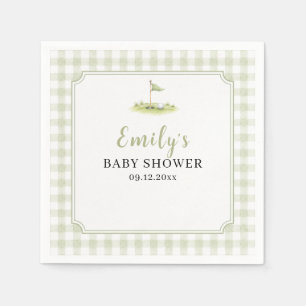 Persoonlijke saliegroene geruite golf baby shower servet