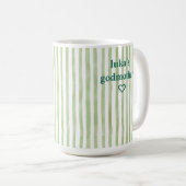 Persoonlijke saliegroene gestreepte peetmoeder koffiemok (Voorkant rechts)