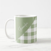 Persoonlijke saliegroene gingham koffiemok (Links)