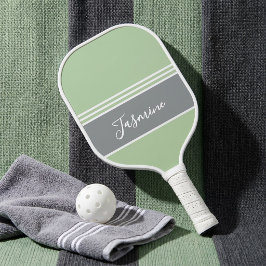 Persoonlijke saliegroene grijze aangepaste naam  pickleball paddle